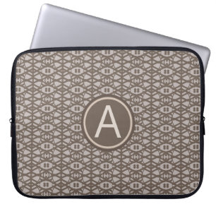 Capa Para Notebook Padrão de diamante bege marrom e monograma