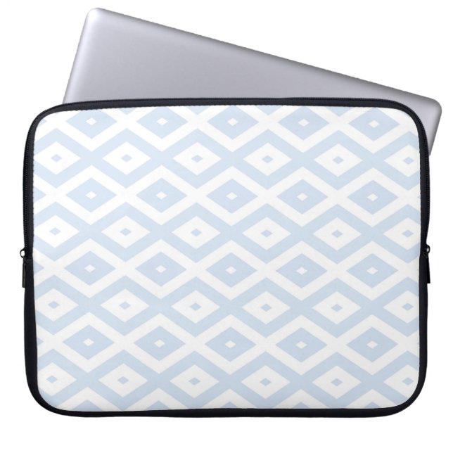 Capa Para Notebook Padrão de diamante branco e azul pálido (Frente)