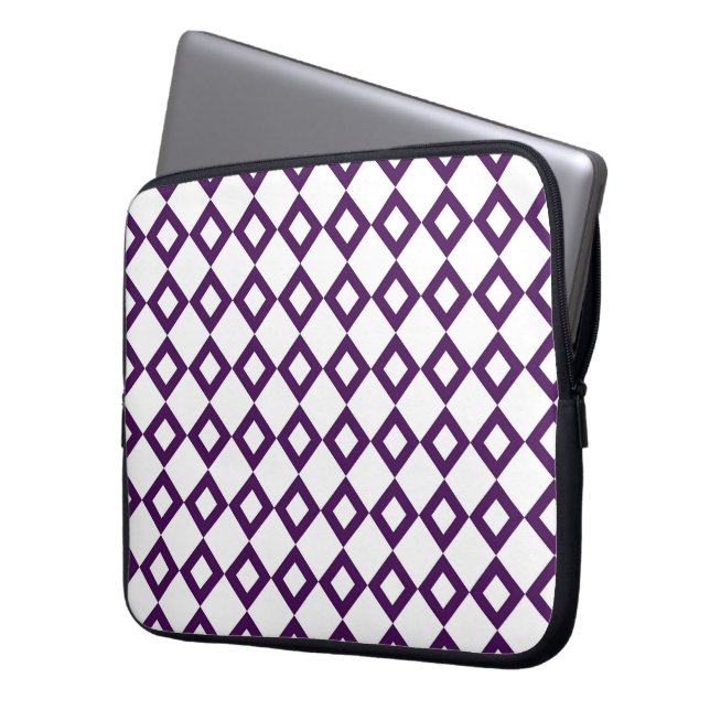 Capa Para Notebook Padrão de diamante branco e roxo (Frente Esquerda)