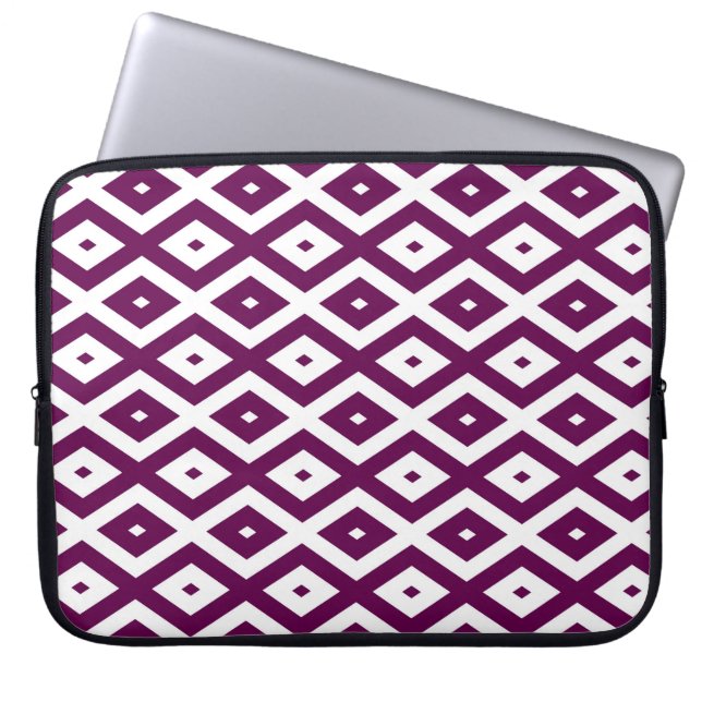 Capa Para Notebook Padrão de diamante branco e roxo de ameixa (Frente)