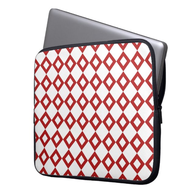Capa Para Notebook Padrão de diamante branco e vermelho (Frente Esquerda)