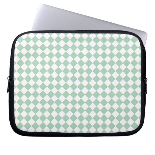 Capa Para Notebook Padrão de Diamante do Verificador Branco Verde (Frente)