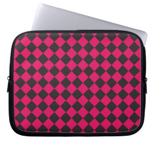 Capa Para Notebook Padrão de Diamante do Verificador Preto Rosa