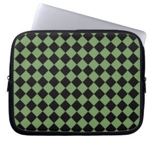 Capa Para Notebook Padrão de Diamante do Verificador Preto Verde