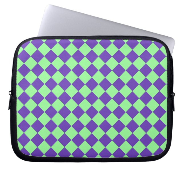 Capa Para Notebook Padrão de Diamante do Verificador Verde Roxo (Frente)