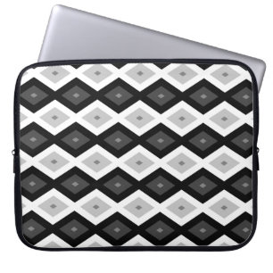 Capa Para Notebook Padrão de diamante preto, branco e cinza