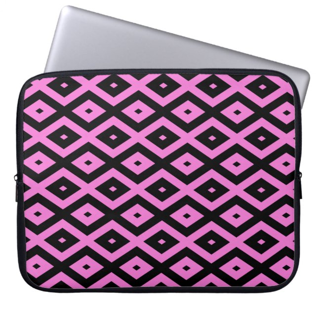 Capa Para Notebook Padrão de diamante rosa e preto (Frente)