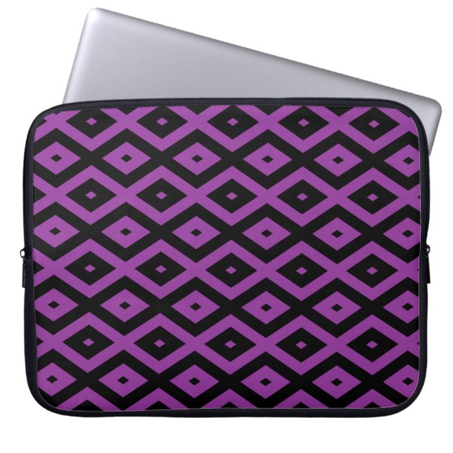 Capa Para Notebook Padrão de diamante roxo e preto (Frente)