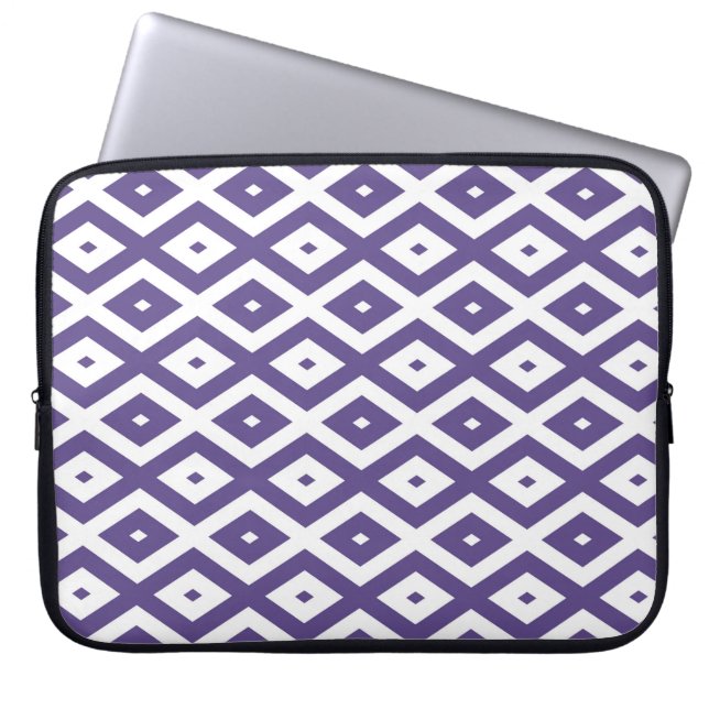 Capa Para Notebook Padrão de diamante ultra violeta e branco (Frente)