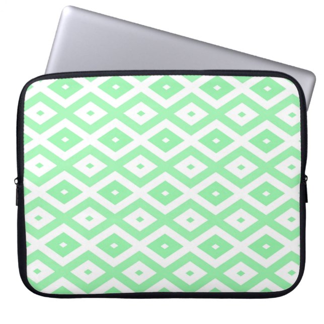 Capa Para Notebook Padrão de diamante verde e branco (Frente)