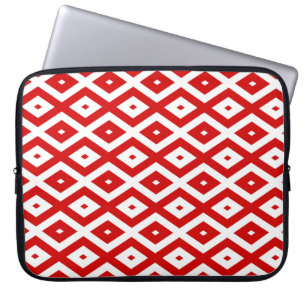 Capa Para Notebook Padrão de diamante vermelho e branco