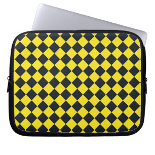 Capa Para Notebook Padrão de diamante xadrez amarelo preto