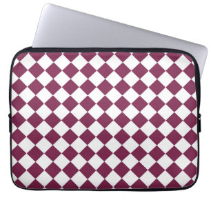 Capa Para Notebook Padrão de diamante xadrez branco Borgonha