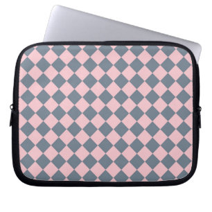 Capa Para Notebook Padrão de diamante xadrez cinza rosa