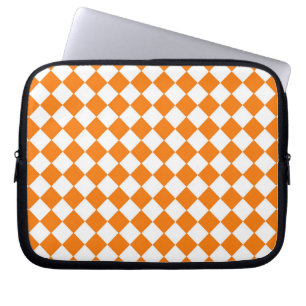 Capa Para Notebook Padrão de diamante xadrez laranja e branco