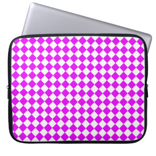 Capa Para Notebook Padrão de diamante xadrez rosa e branco