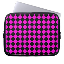 Capa Para Notebook Padrão de diamante xadrez rosa e preto