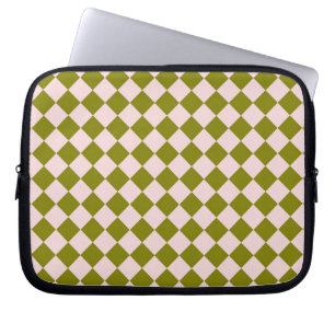 Capa Para Notebook Padrão de Diamante Xadrez Rosa Verde