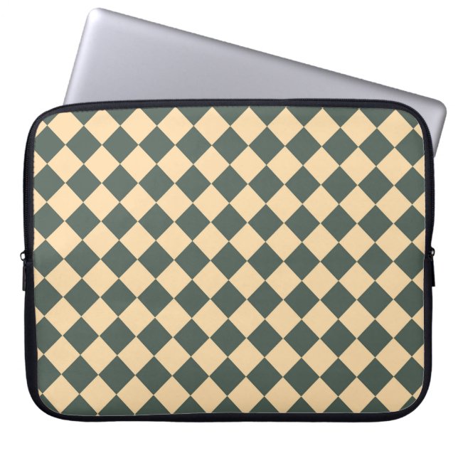 Capa Para Notebook Padrão de Diamante Xadrez Verde Amarelo (Frente)