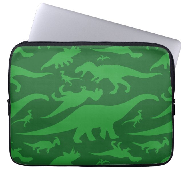 Capa Para Notebook Padrão de Dinossauro Verde (Frente)