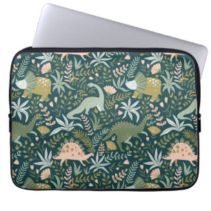 Capa Para Notebook Padrão de Dinossauro Verde