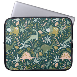 Capa Para Notebook Padrão de Dinossauro Verde