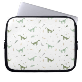 Capa Para Notebook Padrão de Dinossauro Verde e Bonito