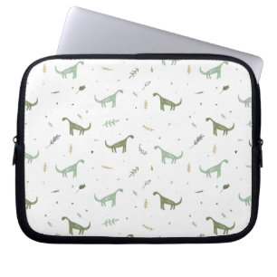 Capa Para Notebook Padrão de Dinossauro Verde e Bonito