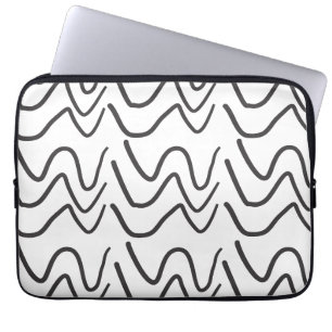 Capa Para Notebook Padrão de distribuição de ondas preto e branco
