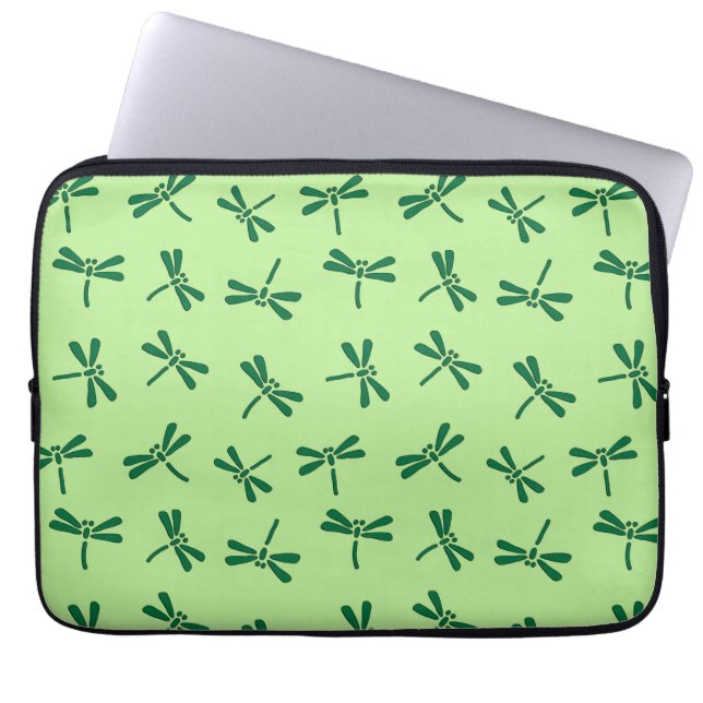 Capa Para Notebook Padrão de Dragonfly Japonês, Light Jade Green (Frente)