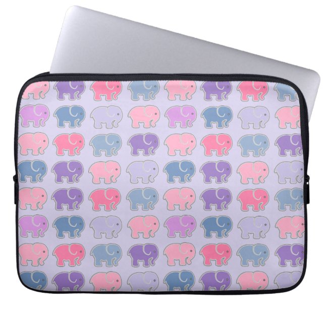 Capa Para Notebook Padrão de Elefante Roxo de Desenho Animado Fofo (Frente)