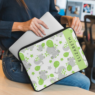 Capa Para Notebook Padrão De Elefantes, Elefantes Bonitos, Seu Nome