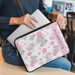 Capa Para Notebook Padrão De Elefantes, Elefantes Bonitos, Seu Nome