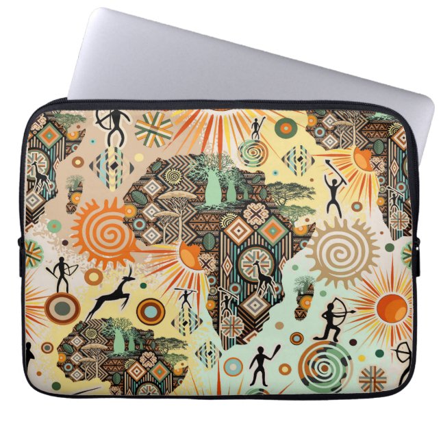 Capa Para Notebook Padrão de Elementos Tribais Decorativos do Mapa da (Frente)