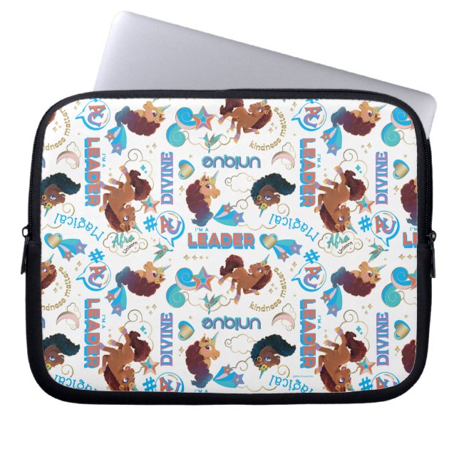 Capa Para Notebook Padrão de Empoderamento Mágico do Afro Unicorn (Frente)