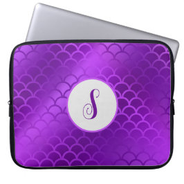 Capa Para Notebook Padrão de escalas de sereia roxa inicial personali