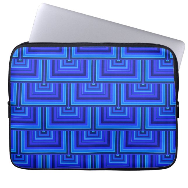 Capa Para Notebook Padrão de escalas quadradas de faixas azuis (Frente)
