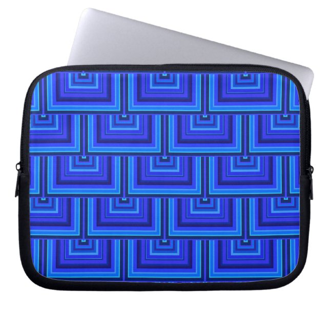 Capa Para Notebook Padrão de escalas quadradas de faixas azuis (Frente)
