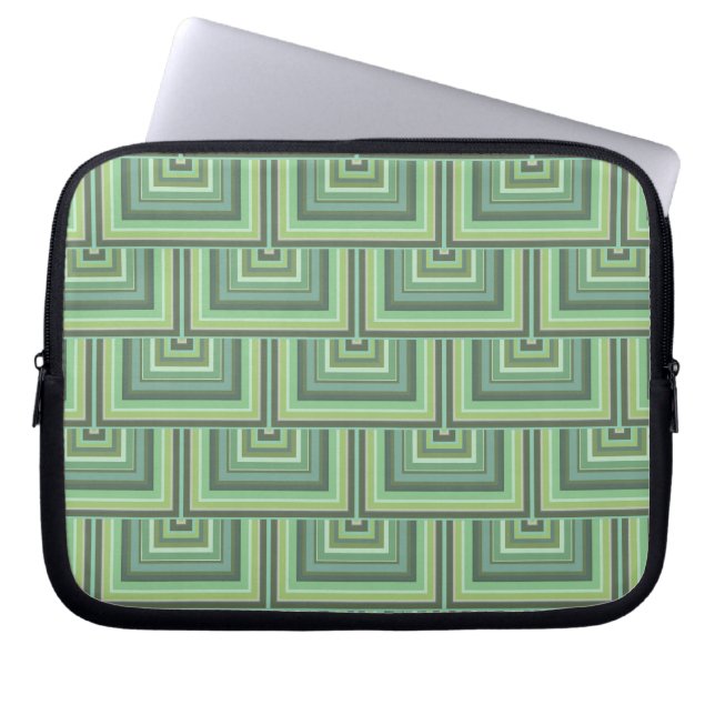 Capa Para Notebook Padrão de escalas quadradas de listras verdes-oliv (Frente)