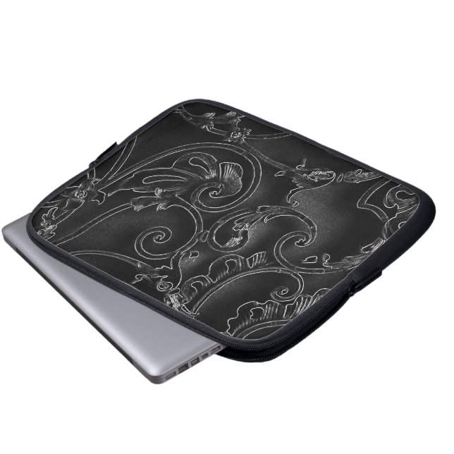 Capa Para Notebook Padrão de espiral barroco gótico preto (Frente Inferior)
