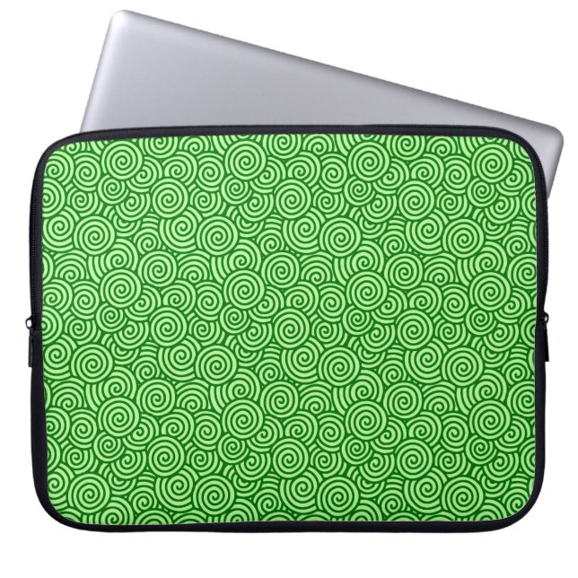 Capa Para Notebook Padrão de espiral japonês - pinheiro e verde limão (Frente)