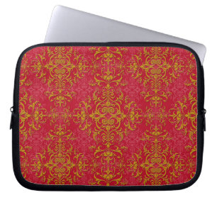 Capa Para Notebook Padrão de estilo damasco sofisticado rosa profundo