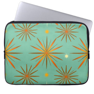 Capa Para Notebook Padrão de Estrela Explosiva em Azul Turquesa e Lar