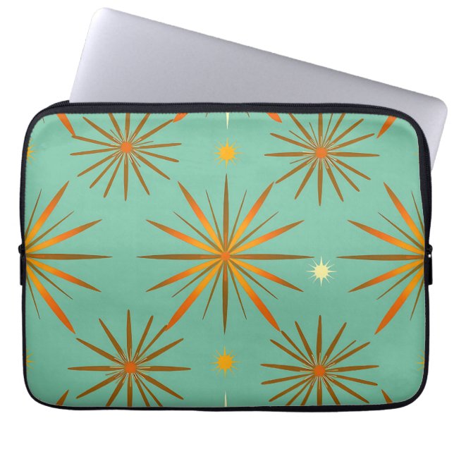 Capa Para Notebook Padrão de Estrela Explosiva em Azul Turquesa e Lar (Frente)