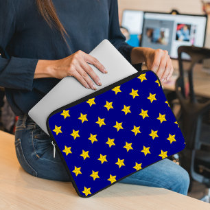 Capa Para Notebook Padrão de estrelas Douradas, Marinho azul, exclusi