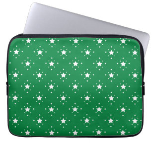 Capa Para Notebook Padrão de Estrelas Verdes e Brancas Festivas