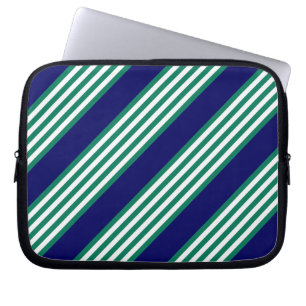 Capa Para Notebook Padrão de faixas verdes e brancas com azul-marinho