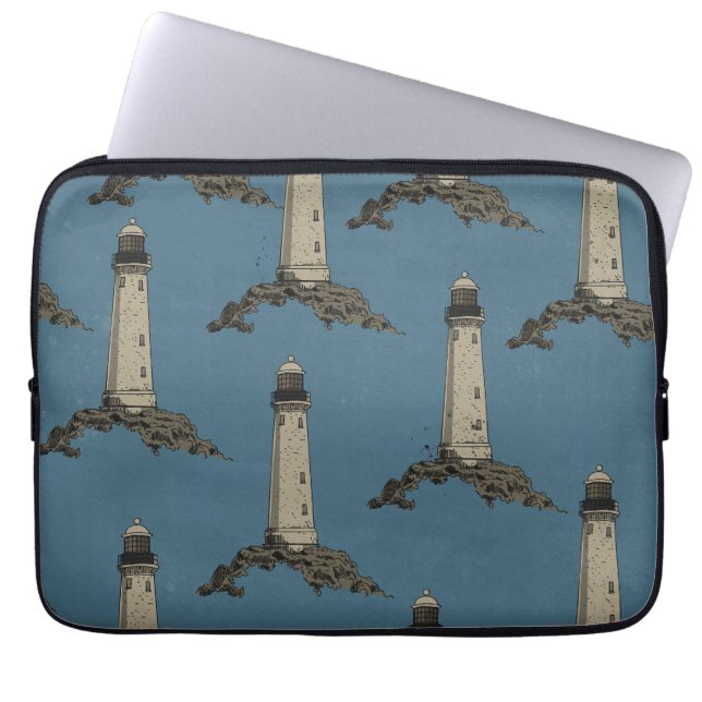 Capa Para Notebook Padrão de farol vintage (Frente)