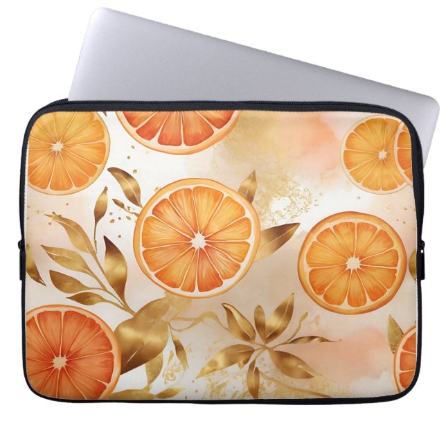 Capa Para Notebook Padrão de Fatia de Laranja Dourada (Frente)