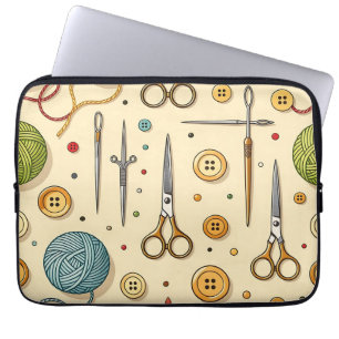 Capa Para Notebook Padrão de Ferramentas de Tricô Crochê Costura